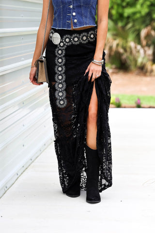 Starlit Nights Black Lace Maxi Skirt - Simply Me Boutique