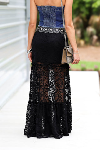 Starlit Nights Black Lace Maxi Skirt - Simply Me Boutique
