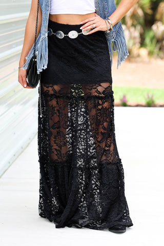 Starlit Nights Black Lace Maxi Skirt - Simply Me Boutique