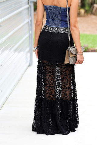 Starlit Nights Black Lace Maxi Skirt - Simply Me Boutique