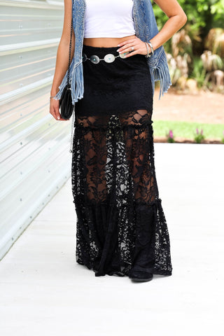 Starlit Nights Black Lace Maxi Skirt - Simply Me Boutique