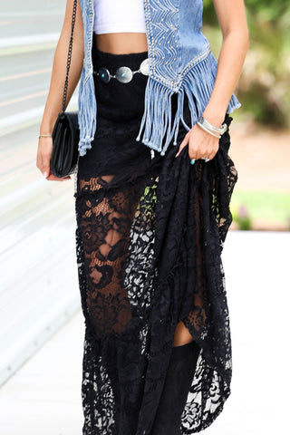 Starlit Nights Black Lace Maxi Skirt - Simply Me Boutique