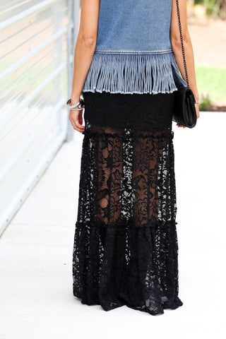Starlit Nights Black Lace Maxi Skirt - Simply Me Boutique
