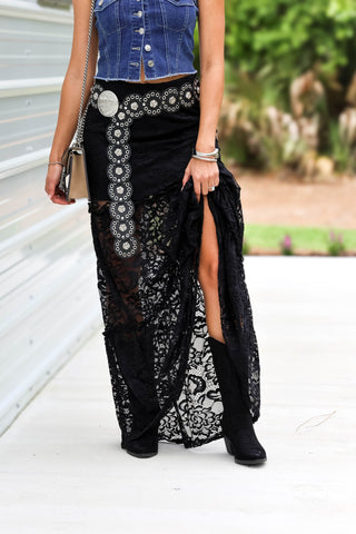 Starlit Nights Black Lace Maxi Skirt - Simply Me Boutique
