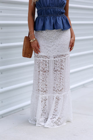 Starlit Nights White Lace Maxi Skirt - Simply Me Boutique
