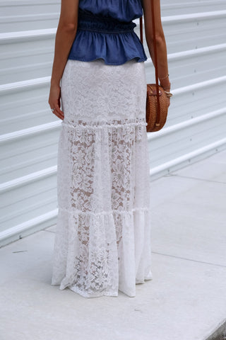 Starlit Nights White Lace Maxi Skirt - Simply Me Boutique