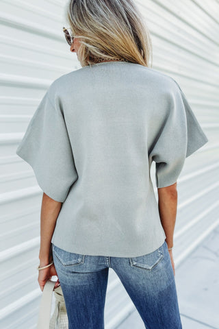 Stay Classy Sage Grey Short Sleeve Cardigan - Simply Me Boutique
