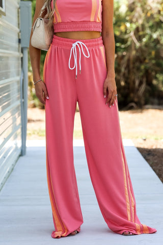 Stay in Your Lane Coral/Orange Pants Set - Simply Me Boutique