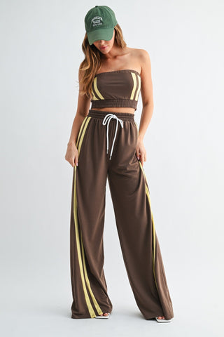 Stay in Your Lane Mocha/Banana Pants Matching Set - Simply Me Boutique