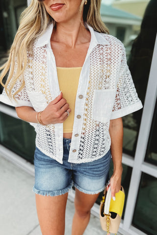 Steal the Show White Crochet Top - Simply Me Boutique