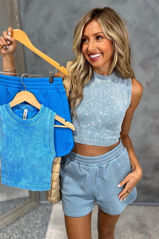 Stone Washed Ribbed Crop Top 2 COLORS! - Simply Me Boutique
