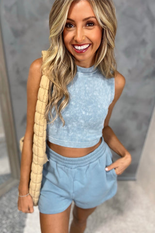 Stone Washed Ribbed Crop Top 2 COLORS! - Simply Me Boutique