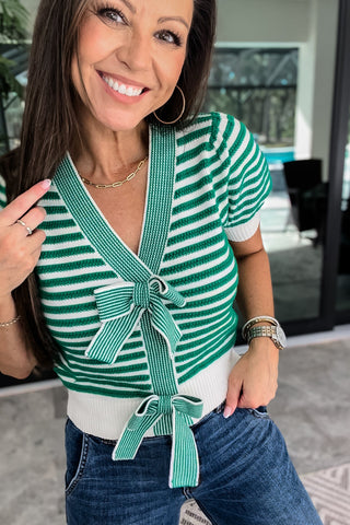 Striped Bow Top - Simply Me Boutique