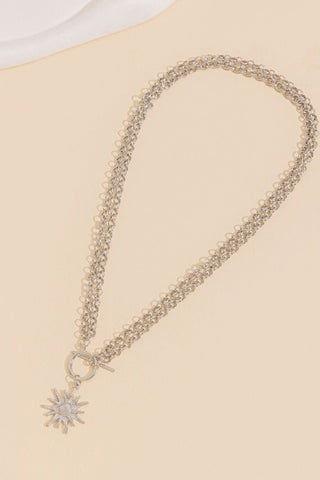 Sun Pendant Chunky Chain Necklace Gold or Silver - Simply Me Boutique
