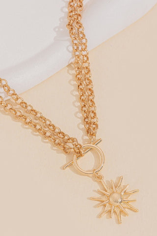 Sun Pendant Chunky Chain Necklace - Simply Me Boutique