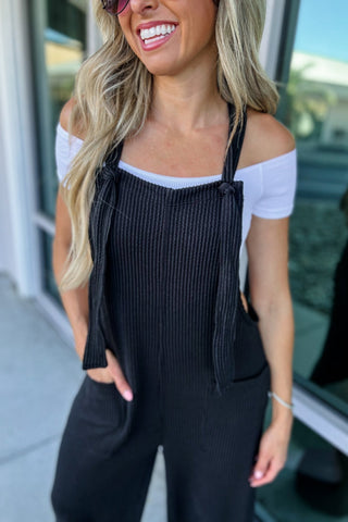 Sunday Stroll Knot Strap Corded Overalls - Simply Me Boutique