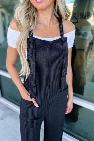 Sunday Stroll Knot Strap Corded Overalls - Simply Me Boutique