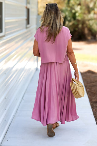 Sunkissed Ease Rose Crop Top Skirt SET - Simply Me Boutique