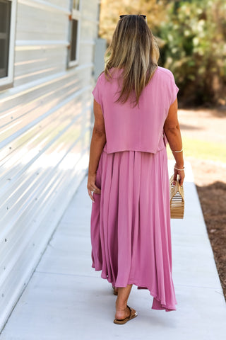 Sunkissed Ease Rose Crop Top Skirt SET - Simply Me Boutique