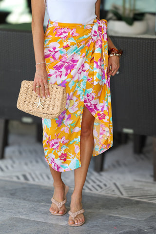 Sunlit Garden Floral Wrap Skirt - Simply Me Boutique