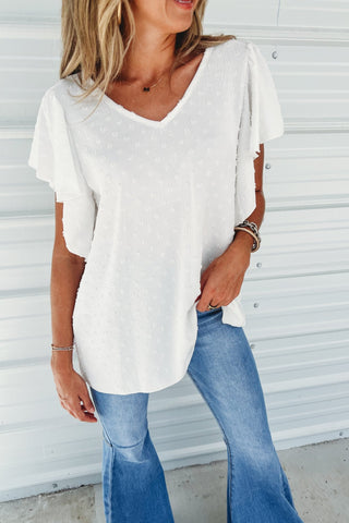 Sweet As Can Be Off White Swiss Dot Top - Simply Me Boutique