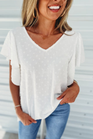 Sweet As Can Be Off White Swiss Dot Top - Simply Me Boutique
