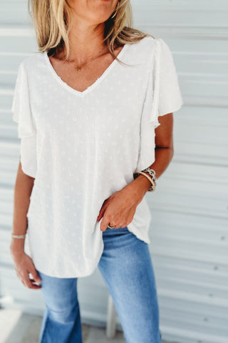 Sweet As Can Be Off White Swiss Dot Top - Simply Me Boutique