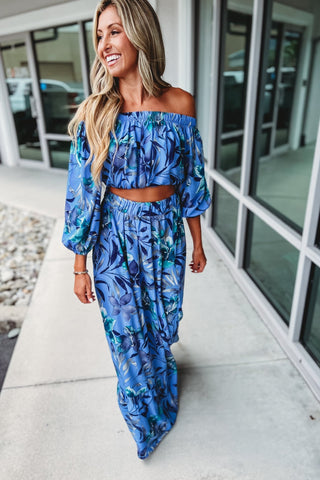 Sweet Daydreams Blue Floral Tiered Maxi Skirt - Simply Me Boutique