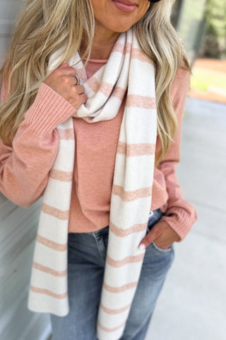 Sweet Escape Striped Scarf (Peach) - Simply Me Boutique