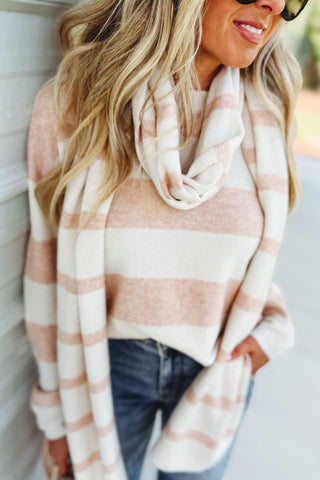 Sweet Escape Striped Scarf (Peach) - Simply Me Boutique