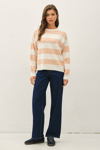 Sweet Horizons Striped Sweater (Peach) - Simply Me Boutique