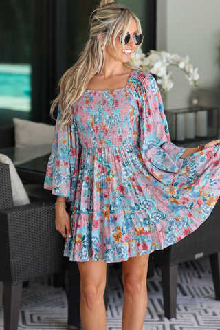 Sweet Spot Floral Smocked Dress - Simply Me Boutique