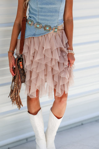 Sweet Whimsy Blush Swiss Dot Mesh Skirt - Simply Me Boutique