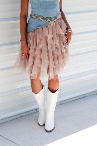 Sweet Whimsy Blush Swiss Dot Mesh Skirt - Simply Me Boutique