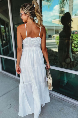 Take a Moment White Front Tied Maxi Dress - Simply Me Boutique