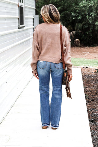 Taupe Laid Back Vibes Crop Sweater - Simply Me Boutique