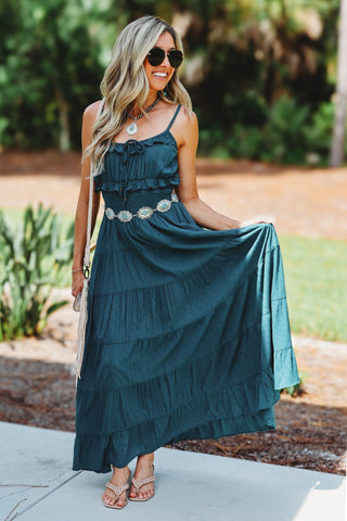 Teal Vibes Swiss Dot Maxi Dress - Simply Me Boutique