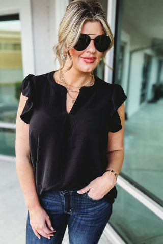 Tell You a Story Ruffle Sleeve Top MORE COLORS! - Simply Me Boutique