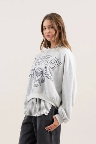 Tennis Club Grey Cropped Sweatshirt - Simply Me Boutique