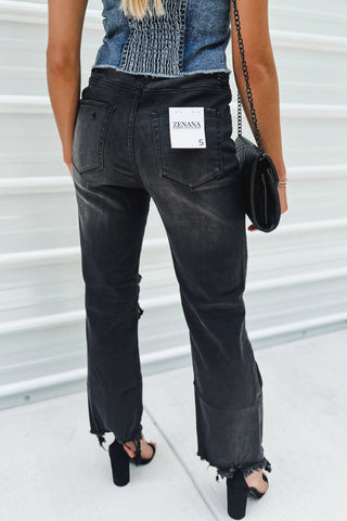 Tessa Washed Black Distressed Crop Jeans - Simply Me Boutique