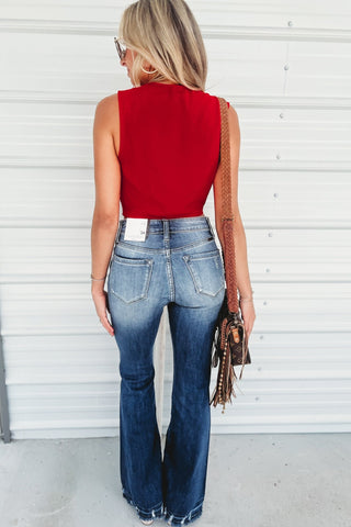 The Aria Tie Front Red Crop Top - Simply Me Boutique
