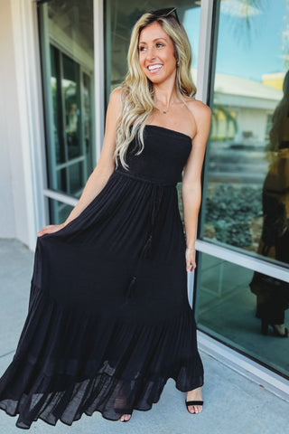 The Best Things in Life Black Strapless Maxi Dress - Simply Me Boutique