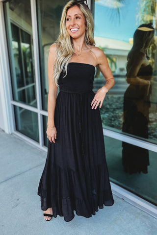 The Best Things in Life Black Strapless Maxi Dress - Simply Me Boutique