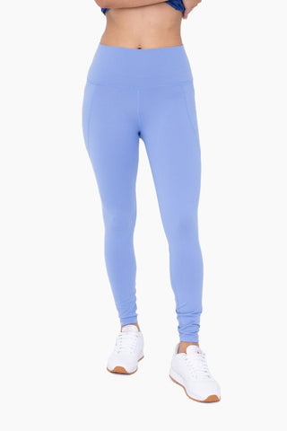 The Best Version Tapered Waistband Blue Fog Leggings - Simply Me Boutique