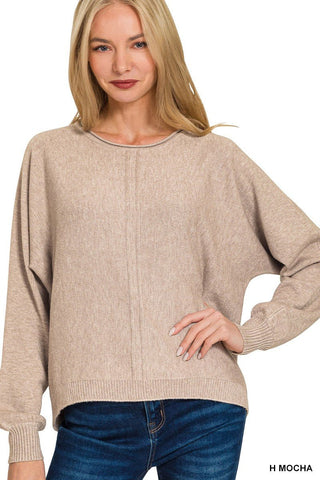 The Coastal Calm Knit High Low Top (Heather Mocha) - Simply Me Boutique
