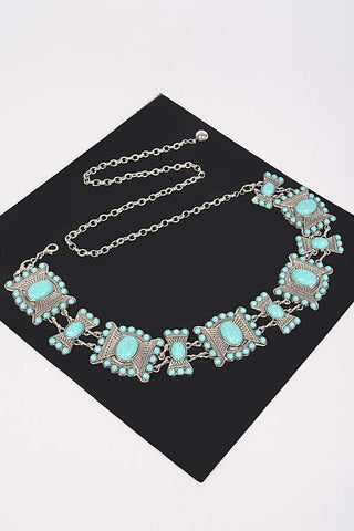 *The Colbie Turquoise Western Style Metal Chain Belt - Simply Me Boutique