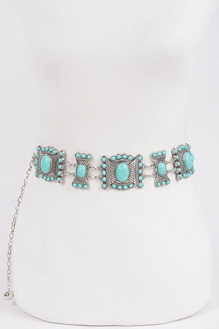 *The Colbie Turquoise Western Style Metal Chain Belt - Simply Me Boutique