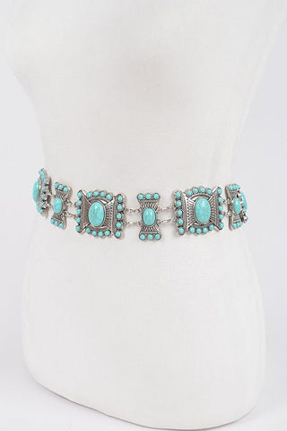 *The Colbie Turquoise Western Style Metal Chain Belt - Simply Me Boutique