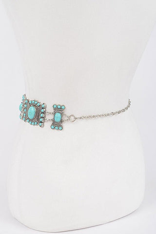 *The Colbie Turquoise Western Style Metal Chain Belt - Simply Me Boutique