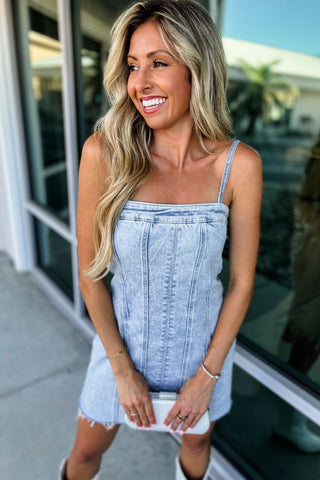 The Daisy Denim Mini Dress - Simply Me Boutique